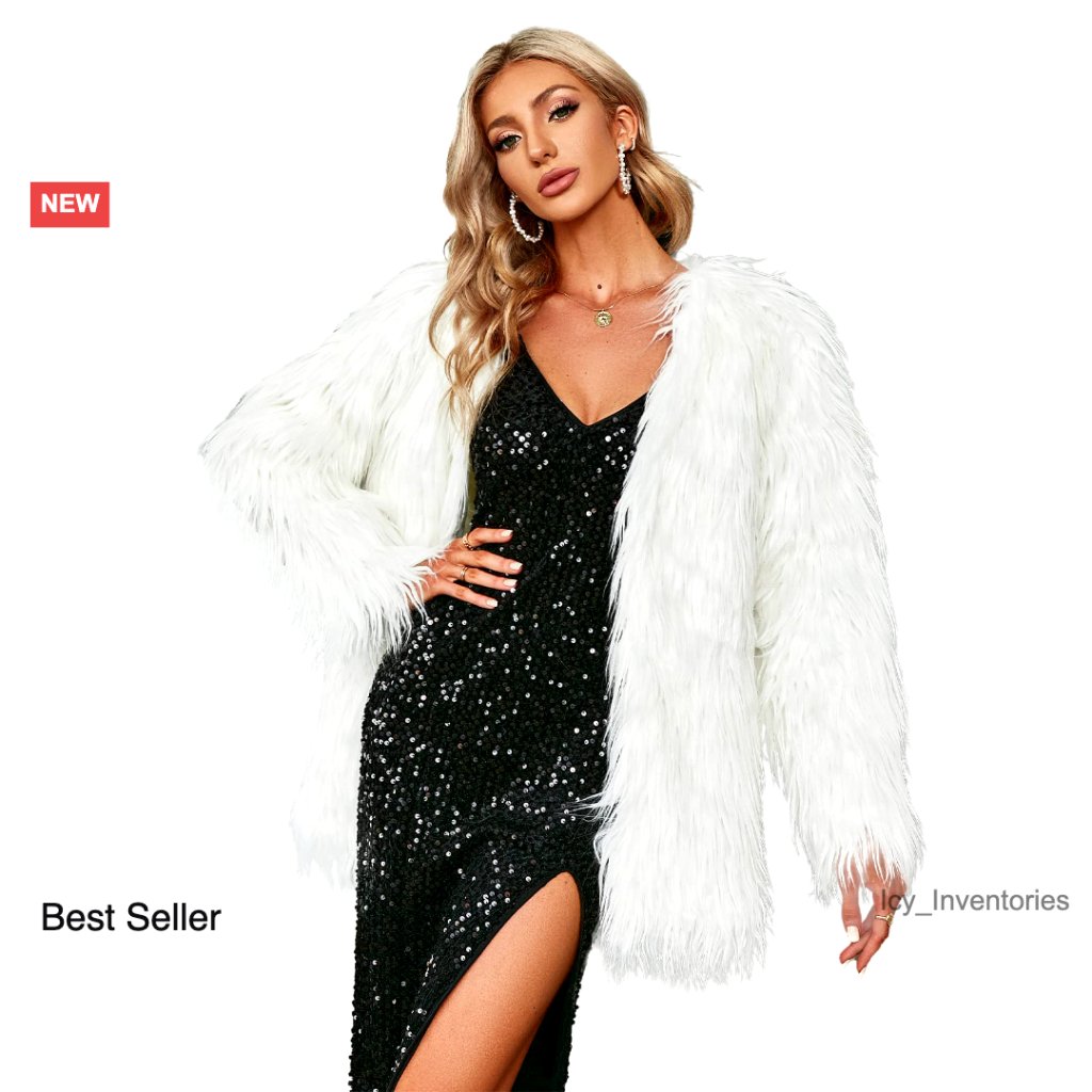 Long Sleeve Fluffy Faux Fur Coat Warm Winter Chic Oversized Y2k